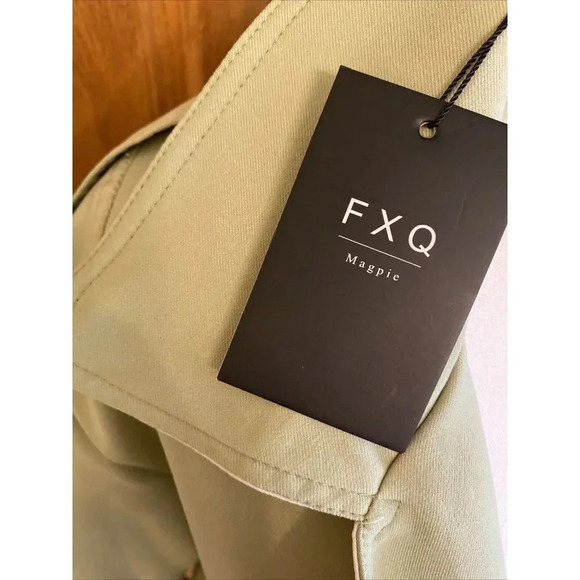 FXQ Magpie Women's Green Belted Trench Coat Jacket size M - Picture 10 of 12